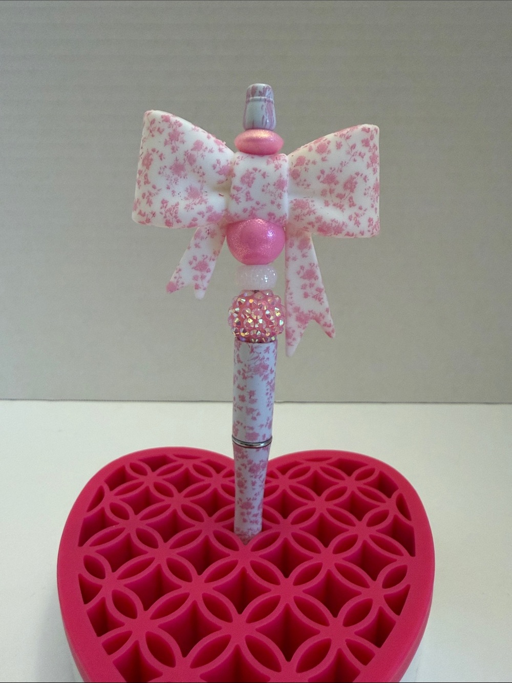 Pink Floral Bow Pen